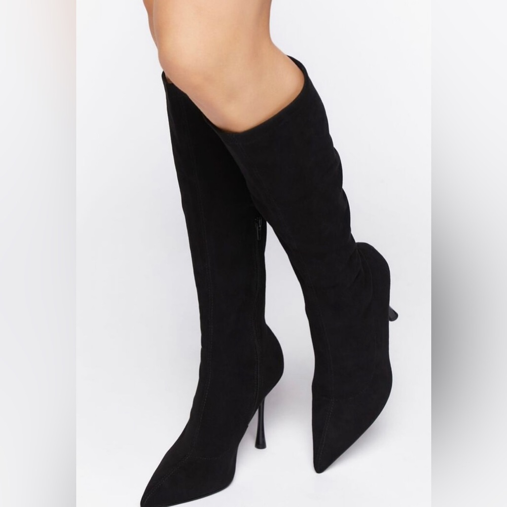 BRAND NEW.  Faux Suede Knee-High Stiletto Boots
